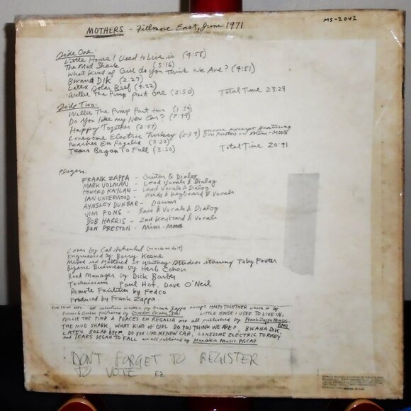 frank zappa & the mothers fillmore east june 1971 vintage lp -  progressive rock - Picture 2 of 3